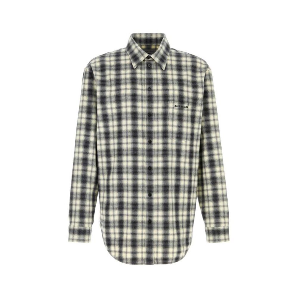Balenciaga Men Embroidered Flannel Shirt